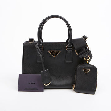 Prada Mini Saffiano Leather Galleria Tote Shoulder Bag Black 157593382 [P]