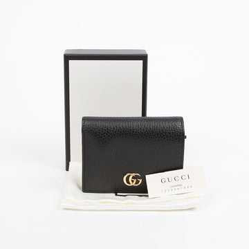 GUCCI Kartenetui aus Leder Schwarz mit goldener Metallverzierung 157896894 [P]