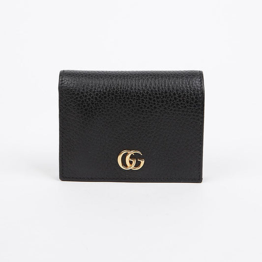 GUCCI Kartenetui aus Leder Schwarz mit goldener Metallverzierung 157896894 [P]
