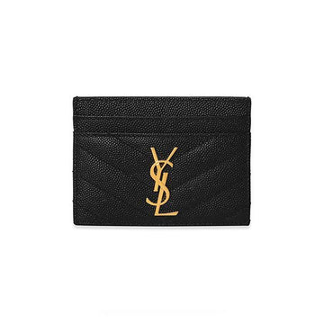 SAINT LAURENT Kassandra Monogram Matelassé Gold Card Holder 157967947 [P]