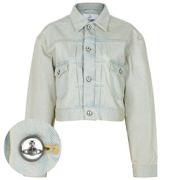 VIVIENNE WESTWOOD ライトブルークロップデニムジャケット 156244900 [P]