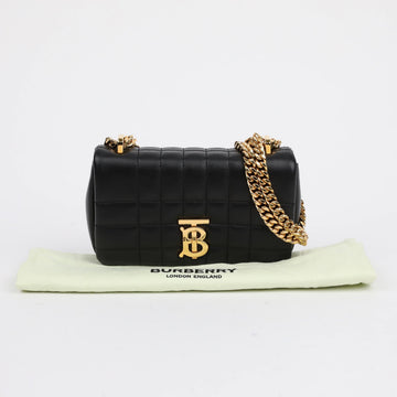 BURBERRY ミニ キルティング レザー ローラバッグ ブラック 157688750 [P]