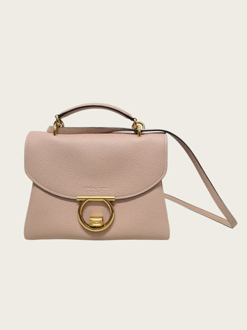 SALVATORE FERRAGAMO Beige Leder Gancini Mag o Top Handle Schultertasche 157971717 [P]