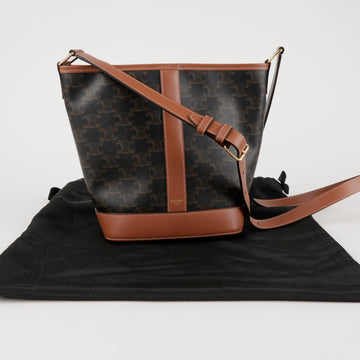 Celine Triomphe Canvas Calfskin Small Bucket Bag 157521236 [P]