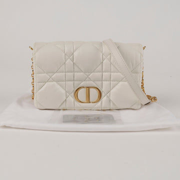 DIOR Caro Macro Cannage Mini Shoulder Crossbody Bag Weiß Gold 157522724 [P]
