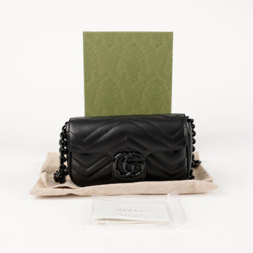 Gucci Matelassé Leather GG Marmont Belt Bag Black 157523274 [P]