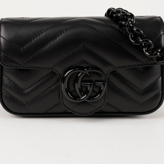 Gucci Matelassé Leather GG Marmont Belt Bag Black 157523274 [P]