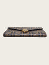 Fendi Brown Black Leather FF Diamond Chain Long Wallet 157972412 [P]