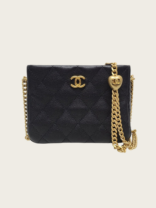 CHANEL Black Caviar Heart Gold Ball Small Hobo Bag 157972489 [P]