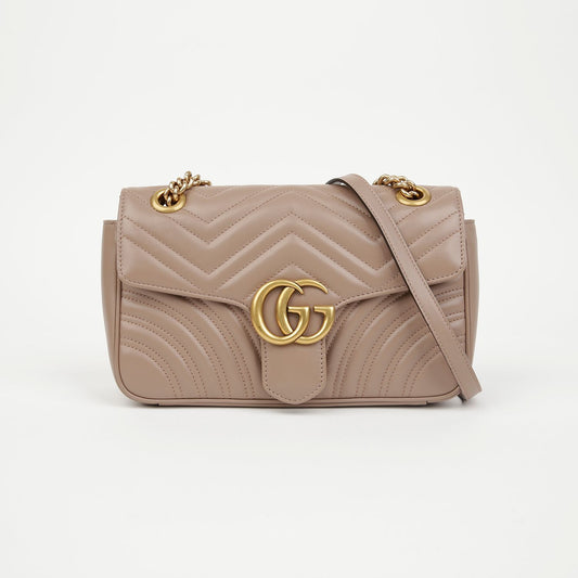 GUCCI マーモント マトラッセ スモール ショルダーバッグ ヌード ピンク 157638367 [P]