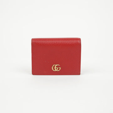 GUCCI Kartenetui aus Leder Hibiskusrot mit Goldverzierung 157896575 [P]