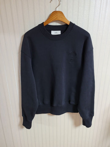 AMI Sweater Heart Big Heart Embroidery Tone-on-Tone Black [M] 157975412 [P]