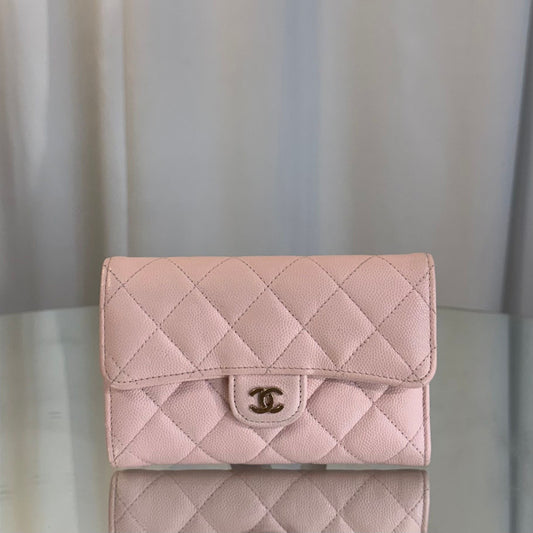 CHANEL Klassische Druckknopf Caviar Klappenbörse Pink 157978718 [P]
