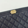 CHANEL Caviar Boy Clutch Bag Large Navy 157979468 [P]