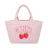 GANNI ラズベリー ブークル ロゴ ミディアム ショッパーバッグ トートバッグ 157965312 [P]