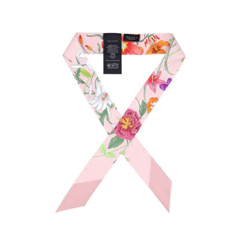 Gucci Skinny Twill Silk Scarf with Flower GG Print 157965945 [P]