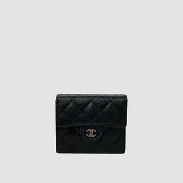 CHANEL Classic Bi-Fold Wallet Black Caviar Silver Tone AP0231 158053916 [P]