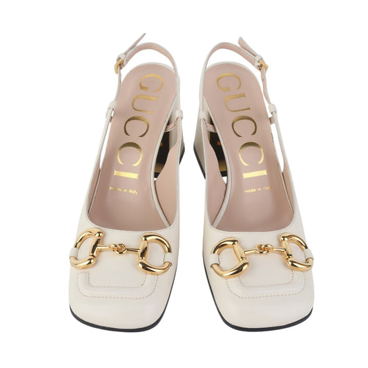Gucci Horsebit Mid Heel Slingback Pumps 36 1/2 37463Y-2 158084916 [P]