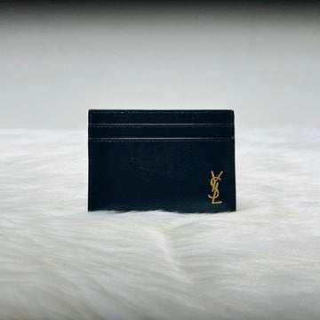 SAINT LAURENT Kartenetui mit goldfarbenem Monogramm 607603 158085141 [P]