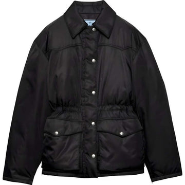 PRADA Dreiecklogo Gänsedaunenjacke Schwarz 158086798 [P]