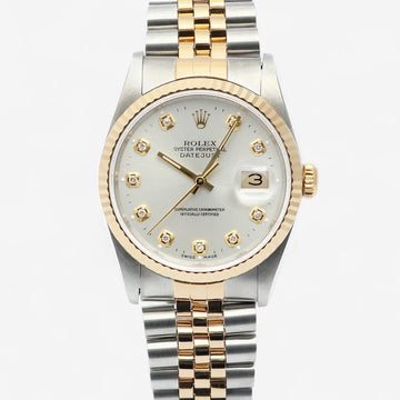 ROLEX Datejust 36 Herren Kombination Uhr 16233 Silber Zifferblatt After-Setting Ten-Point 1990 158090232 [P]