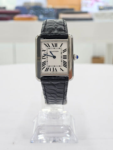 CARTIER Tank Solo Kleine Lederband 24mm Quarz Uhr 2716 W5200005 158091815 [P]