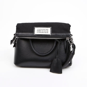MAISON MARGIELA 5AC Mini Schultertasche aus Rindsleder mit Griff Schwarz 157663644 [P]