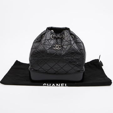CHANEL Gabrielle Small Vintage Calfskin Backpack Black Silver 157796379 [P]