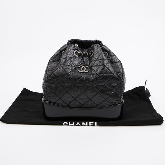 CHANEL ガブリエル スモール ヴィンテージ カーフスキン バックパック ブラック シルバー 157796379 [P]