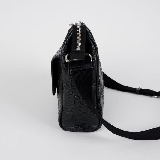 GUCCI エンボス メッセンジャー ショルダー クロスバッグ ブラック 157640063 [P]