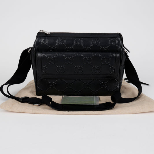 GUCCI エンボス メッセンジャー ショルダー クロスバッグ ブラック 157640063 [P]
