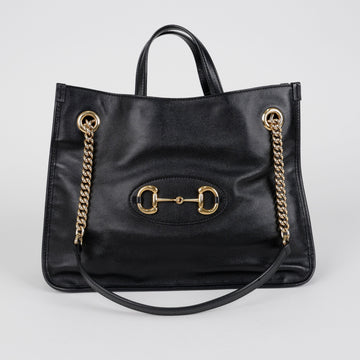 Gucci Horsebit 1955 Medium Tote Bag Black 157818508 [P]
