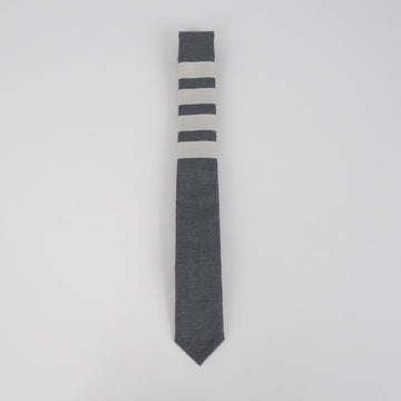 THOM BROWNE ストライプ コットン ネクタイ グレー 157899864 [P]