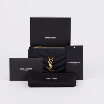 Saint Laurent Monogram Zip Wallet Black 157891387 [P]