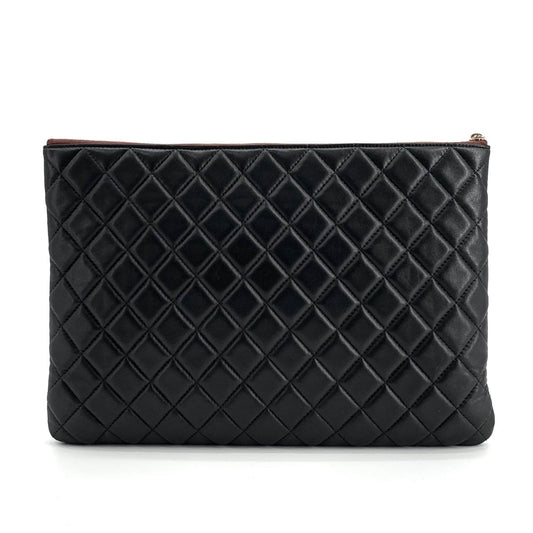 CHANEL Gold-Tone Lambskin Clutch Large 158094992 [P]