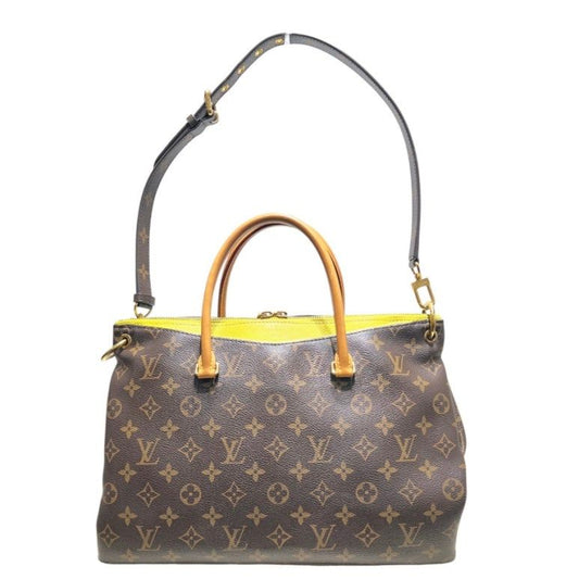 Louis Vuitton Palace MM Tote Bag Shoulder Bag Brown Lime Yellow 158107718 [P]