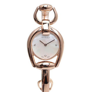 GUCCI ホースビット 3P ダイヤ パール仕上げ ゴールドバングル 28mm ウォッチ 139.5 158109204 [P]