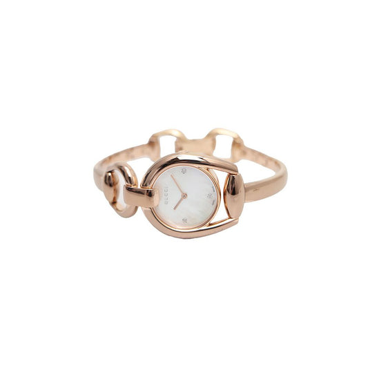 Gucci YA139508 139.5 Horsebit 3P Diamond Mother of Pearl Gold Plated Bangle Watch 28mm 139.5 158109204 [P]