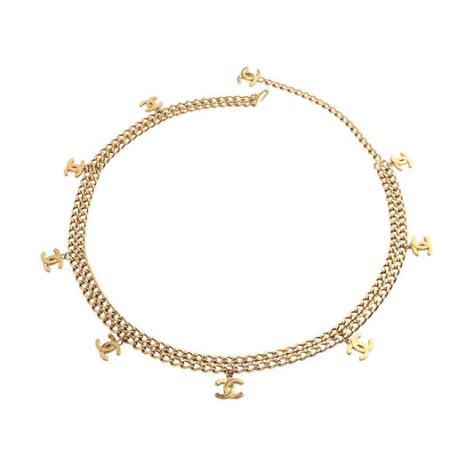 CHANEL ゴールド CC ドロップ ダブル チェーン ベルト 37470K-2 158112880 [P]