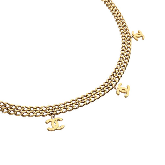 CHANEL ゴールド CC ドロップ ダブル チェーン ベルト 37470K-2 158112880 [P]