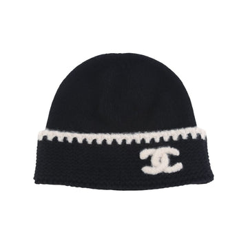 CHANEL CCロゴブラックホワイトカシミアビーニ37472Y 158113728 [P]