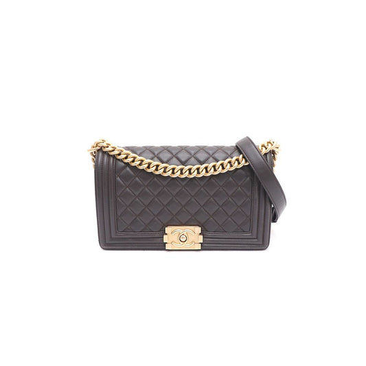 CHANEL Medium Lambskin Boy Bag with Gold Chain Shoulder Bag and Crossbody A67086 158121390 [P]