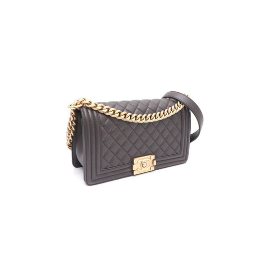 CHANEL Medium Lambskin Boy Bag with Gold Chain Shoulder Bag and Crossbody A67086 158121390 [P]