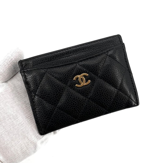 CHANEL クラシックキャビアゴールドカードホルダー 158121939 [P]