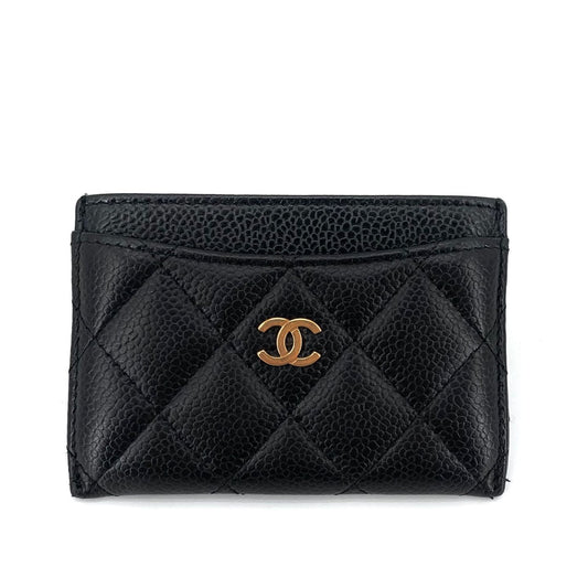 CHANEL クラシックキャビア金色カードホルダー 158121918 [P]