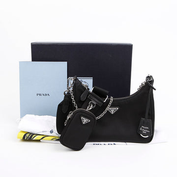 PRADA リナイロン マルチ ホーボー ショルダーバッグ ブラック 157549220 [P]
