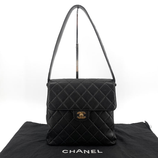 CHANEL キャビア クラシック ダブル フラップ チェーン ショルダーバッグ 158122594 [P]