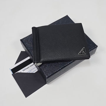 Prada Saffiano Leather Money Clip Wallet 158121964 [P]