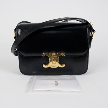 CELINE Damen Tin Triope Shiny Kalfskin Schultertasche Schwarz 157797358 [P]