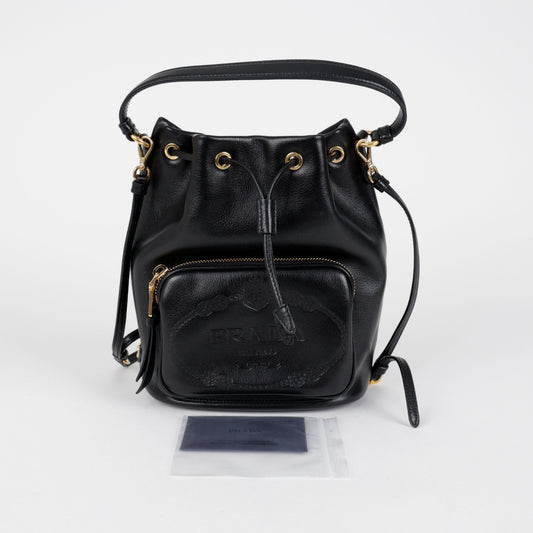 PRADA グレース ソフト レザー バケットバッグ ブラック 157816868 [P]